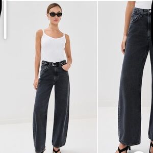 Agolde Washed Black High-Rise low curve Leg Jeans